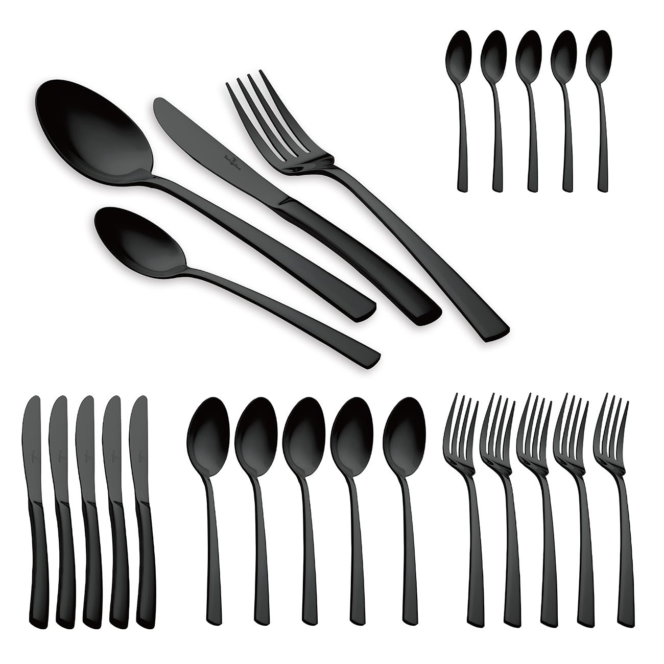 Bestik sæt i rustfrit stål – Black Mirror Edition (24 dele)