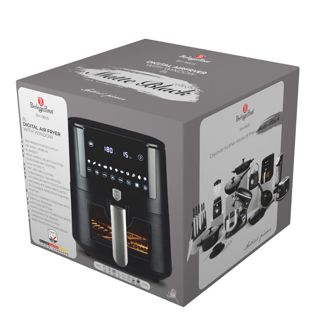 Digital Air Fryer XXXL – 8 liter sort