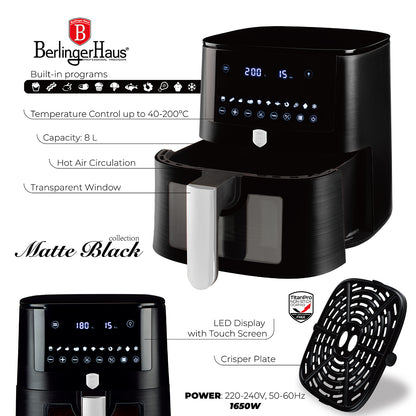 Digital Air Fryer XXXL – 8 liter sort