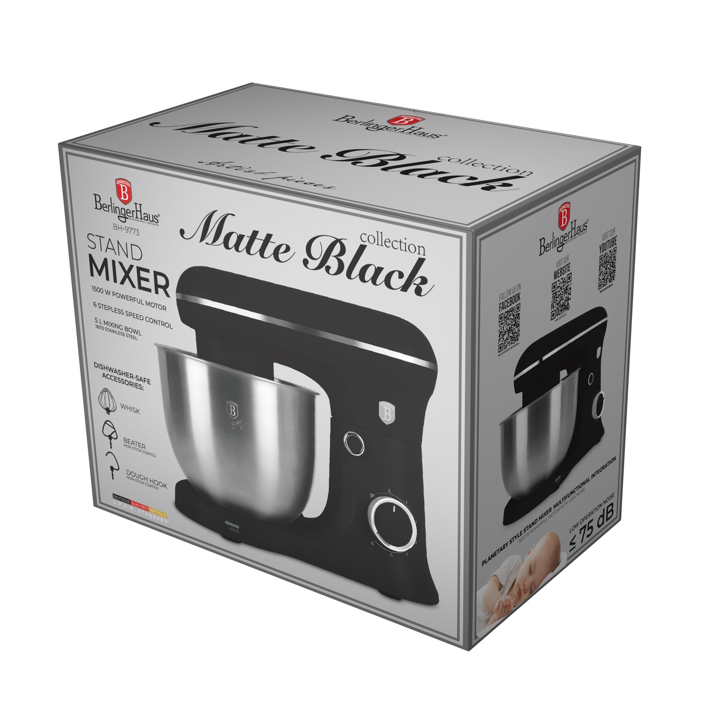 Berlinger Haus BH9773 planetarisk mixer – mat sort, 1500 W