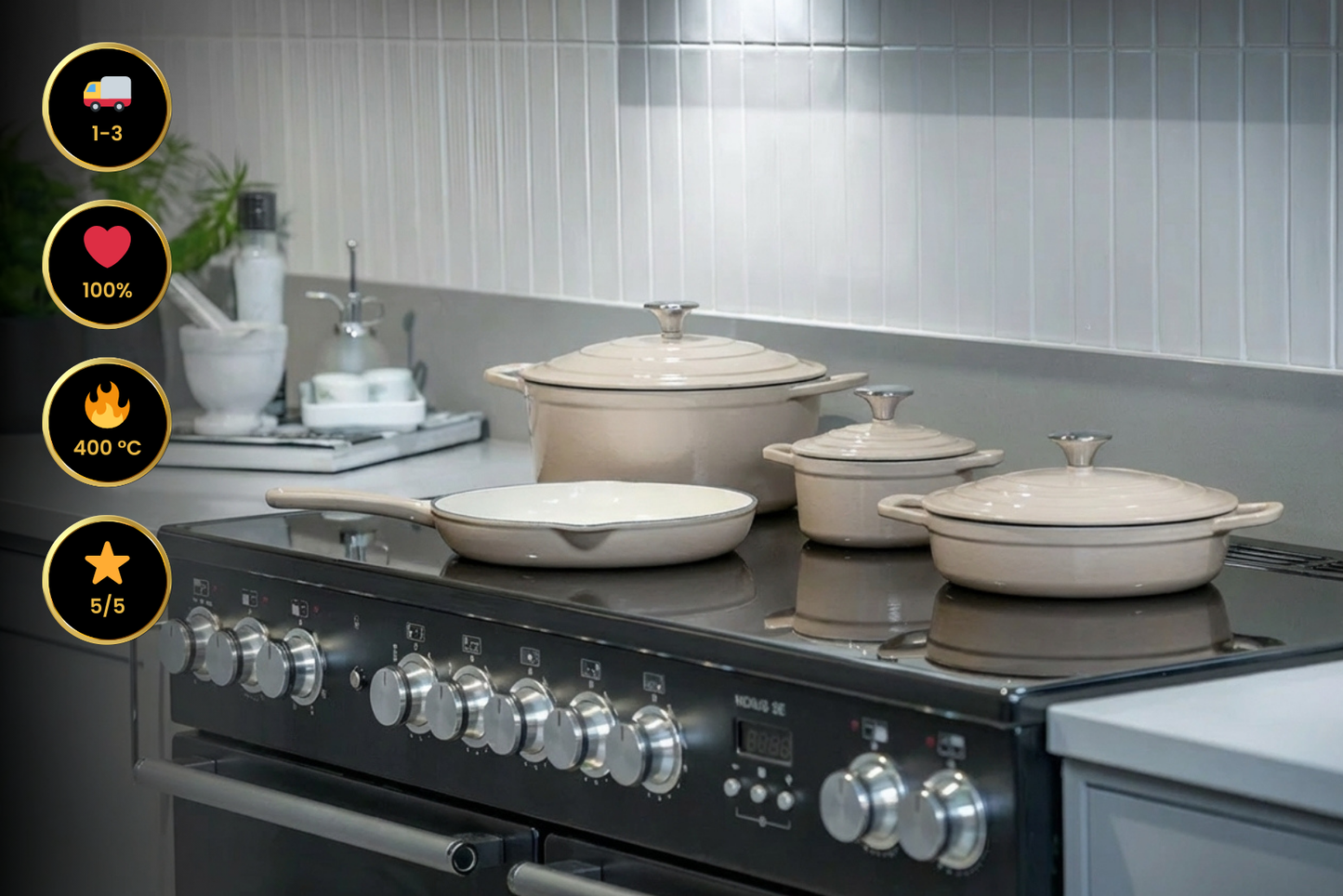 CS Solingen Støbejernsgryde-sæt, 7 dele